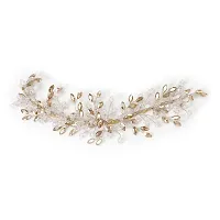 Eyesphilic Metal Women's Crystal Buds |Western Style Inspired Adorable Floral Hair Vine/ Pearl Hair (Medium_Off White)-thumb3