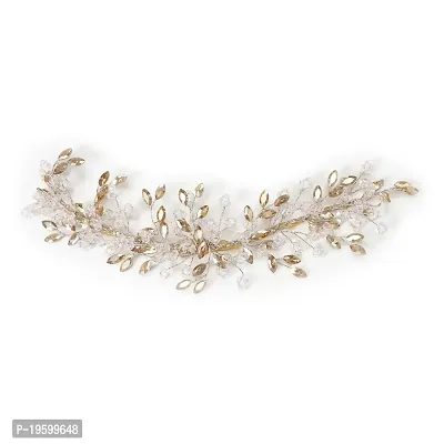 Eyesphilic Metal Women's Crystal Buds |Western Style Inspired Adorable Floral Hair Vine/ Pearl Hair (Medium_Off White)-thumb4