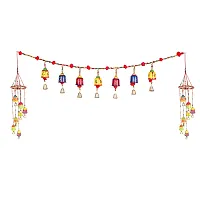 Manas Creation Handmade Jaipuri Traditional Elegant Pearl Plastic Pumpum 2 Side Door Hanging Toran/ Bandhanwar (Multicolour, 3 Feet) - Pack of 3-thumb1