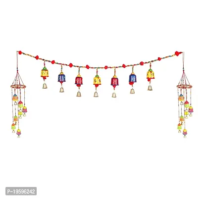 Manas Creation Handmade Jaipuri Traditional Elegant Pearl Plastic Pumpum 2 Side Door Hanging Toran/ Bandhanwar (Multicolour, 3 Feet) - Pack of 3-thumb2