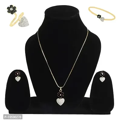 Ad stone jewelry set with a adjustable ring and bracelet (4 items) (GREEN)-thumb2