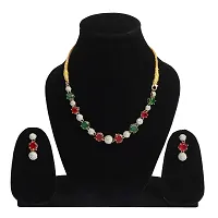 Eyesphilic Ad stone jewelry set including 1 bracelet, 1 ring, 1 pair earing and a necklace with jewelry box(red and green color) (black)-thumb1