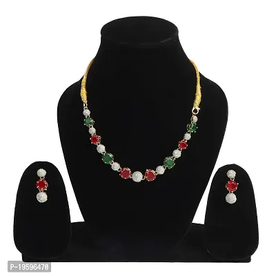 Eyesphilic Ad stone jewelry set including 1 bracelet, 1 ring, 1 pair earing and a necklace with jewelry box(red and green color) (black)-thumb2