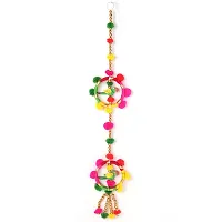 Eyesphilic Metal Parrot Design Wind Chime Side Hanging Toran for Main Door/ Mandir/ Entrance Gate (Multicolor, 24 Inch, Pack of 2)-thumb3