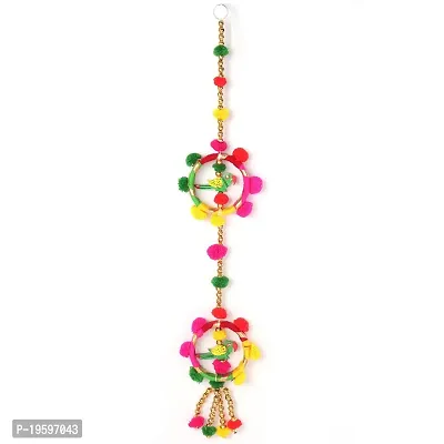 Eyesphilic Metal Parrot Design Wind Chime Side Hanging Toran for Main Door/ Mandir/ Entrance Gate (Multicolor, 24 Inch, Pack of 2)-thumb4