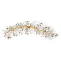 Eyesphilic Metal Women's Crystal Buds |Western Style Inspired Adorable Floral Hair Vine/ Pearl Hair (Medium_Off White)-thumb4