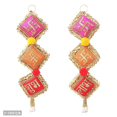 Eyesphilic Handcrafted Indian Traditional Hangings Shubh Labh  Swastik Toran for Diwali Home D?cor(Multicolor, Pack of 2)