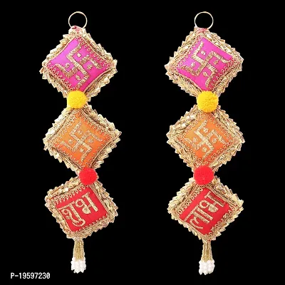 Eyesphilic Handcrafted Indian Traditional Hangings Shubh Labh  Swastik Toran for Diwali Home D?cor(Multicolor, Pack of 2)-thumb3