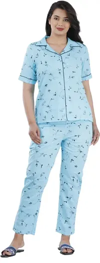 Fancy Printed Night Top Pajama Set-thumb3