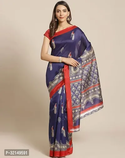 Elegant Cotton Printed Saree with Blouse piece For Women-thumb0