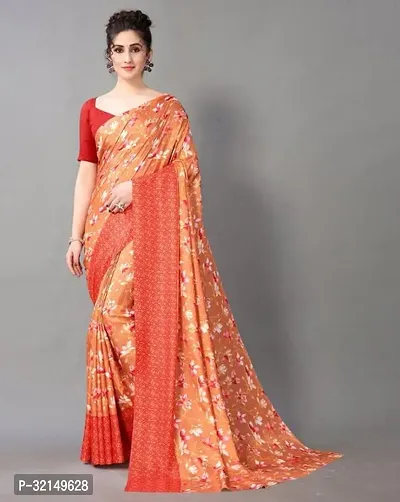 Elegant Cotton Printed Saree with Blouse piece For Women-thumb0