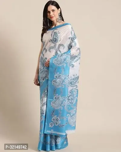 Elegant Cotton Printed Saree with Blouse piece For Women-thumb0