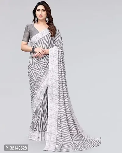 Elegant Cotton Zig Zag Saree with Blouse piece For Women-thumb0