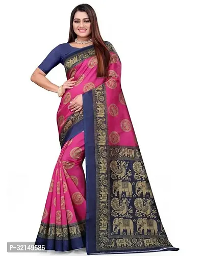 Elegant Cotton Printed Saree with Blouse piece For Women-thumb0