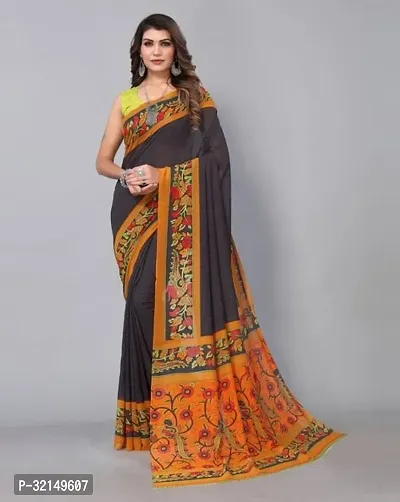 Elegant Cotton Printed Saree with Blouse piece For Women-thumb0