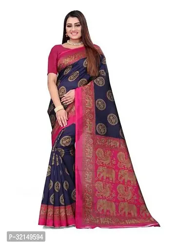 Elegant Cotton Printed Saree with Blouse piece For Women-thumb0