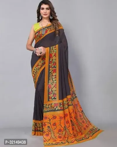 Elegant Cotton Printed Saree with Blouse piece For Women-thumb0