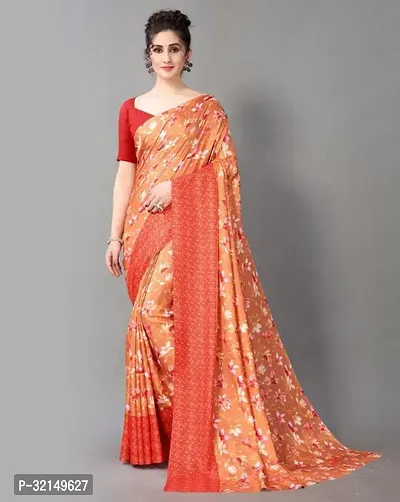 Elegant Cotton Printed Saree with Blouse piece For Women-thumb0