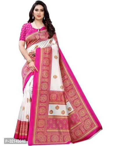 Elegant Cotton Printed Saree with Blouse piece For Women-thumb0