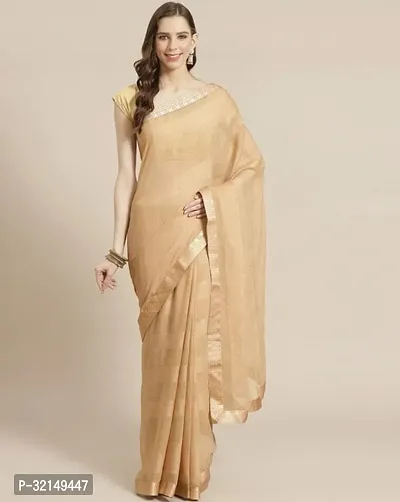 Elegant Cotton Zari Saree with Blouse piece For Women-thumb0