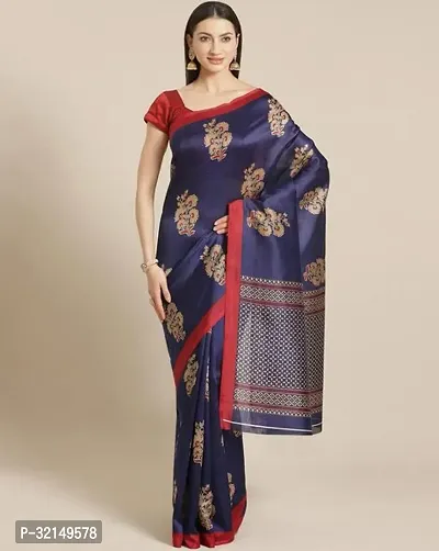 Elegant Cotton Printed Saree with Blouse piece For Women-thumb0