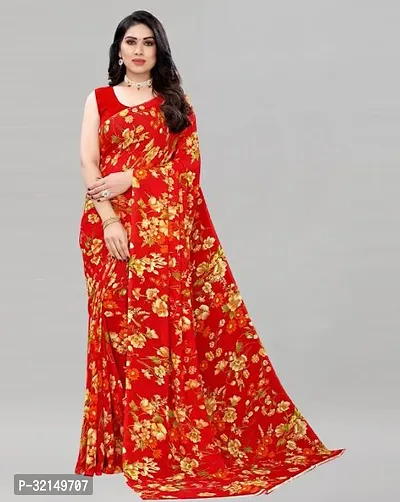 Elegant Cotton Printed Saree with Blouse piece For Women-thumb0