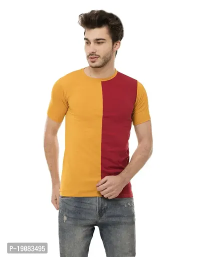 Ample Red And Sky Bule Half Sleeve Casual Mens T-Shirt
