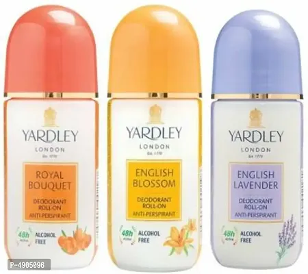 Yardley London 1 Royal Bouquet, 1 English Blossom and 1 English Lavender Deodorant Roll-on - For Men  Women(Pack of 3) Deodorant Roll-on - For Men  Women (150 ml, Pack of 3)-thumb0