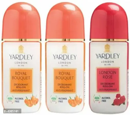 Yardley London 2 Royal Bouquet and 1 London Rose Deodorant Roll-on - For Men & Women(Pack of 3) Deodorant Roll-on - For Men & Women (150 ml, Pack of 3)-thumb0