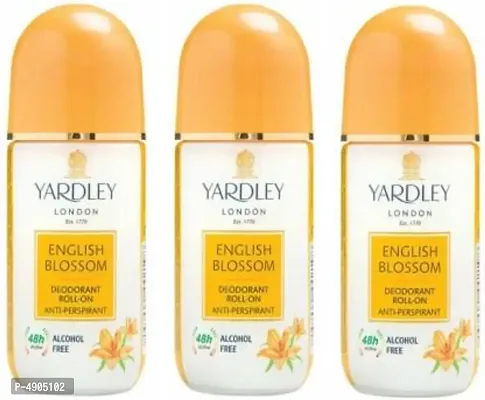 Yardley London 3 English Blossom Deodorant Roll-on - For Men & Women(Pack of 3) Deodorant Roll-on - For Men & Women (150 ml, Pack of 3)-thumb0
