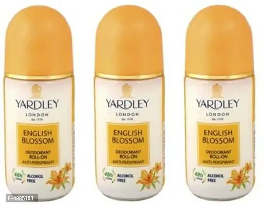 Yardley London English Blossom Deodorant Roll-On Alcohol Free 50ML Each (Pack of 3) Deodorant Roll-on - For Women (150 ml, Pack of 3)