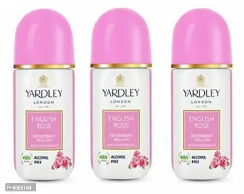 Yardley London English Rose Deodorant Roll-On Alcohol Free 50ML Each (Pack of 3) Deodorant Roll-on - For Women (150 ml, Pack of 3)-thumb0