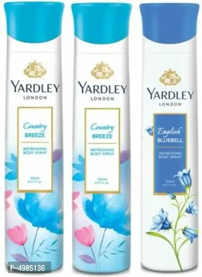 Yardley London Two Country Breeze  One English Bluebell Deodorant Combo for Women Deodorant Spray - For Women (450 ml, Pack of 3)-thumb0