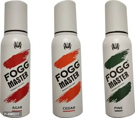 Fogg 1 MASTER PINE +1 MASTER CEDAR +1 MASTER AGAR Deodorant Spray - For Men  Women (120 ml, Pack of 3)-thumb0