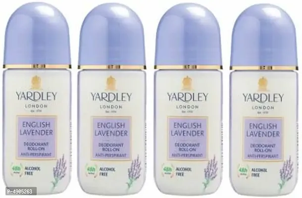 Yardley London 4 English Lavender Deodorant Roll-on - For Men & Women(Pack of 4) Deodorant Roll-on - For Men & Women (200 ml, Pack of 4)-thumb0