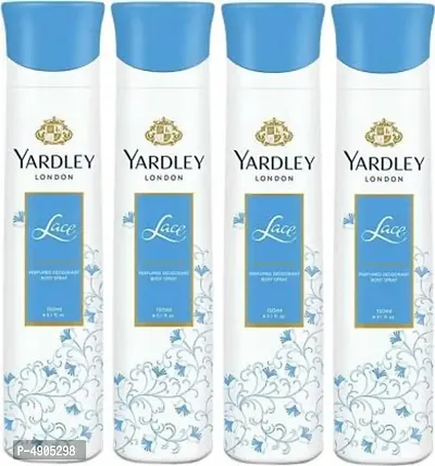 Yardley London Lace  Deodorant Spray - For Women (600 ml, Pack of 4)