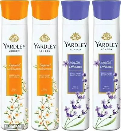 Yardley London lavender and Imperial sandalwood (pack of 4) Perfume Body Spray - For Women (150 ml, Pack of 4)