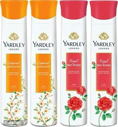 Yardley London Royal red roses and Imperial sandalwood (pack of 4) Perfume Body Spray - For Women (150 ml, Pack of 4)-thumb0