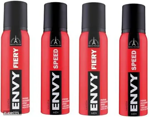 Envy 2 Fiery and 2 Speed Perfume Deodorant Spray Perfume Body Spray - For Men & Women (480 ml, Pack of 4)-thumb0