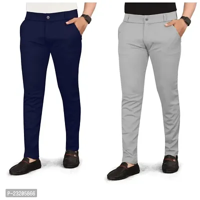 Stylish Multicoloured Cotton Trouser For Men Pack Of 2-thumb0