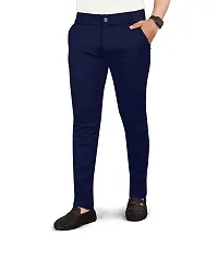 Stylish Navy Blue Cotton Trouser For Men-thumb2