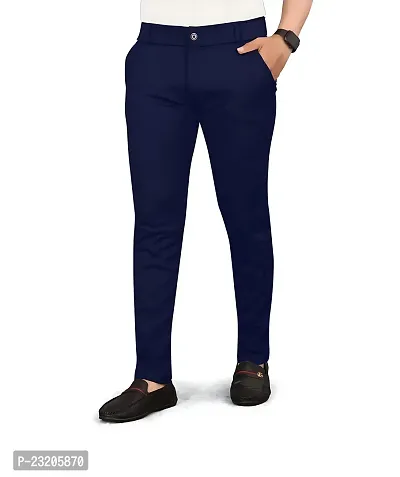 Stylish Navy Blue Cotton Trouser For Men-thumb3