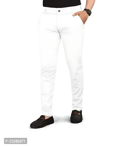 Stylish White Cotton Trouser For Men-thumb0