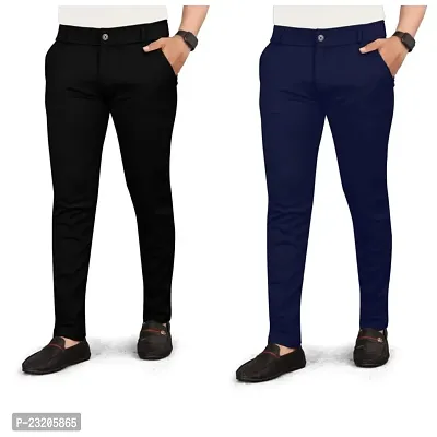 Stylish Multicoloured Cotton Trouser For Men Pack Of 2