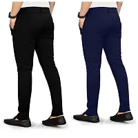 Stylish Cotton Solid Casual Trousers For Men Pack Of 2-thumb1