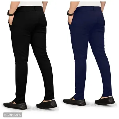 Stylish Cotton Solid Casual Trousers For Men Pack Of 2-thumb2