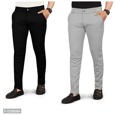 Stylish Multicoloured Cotton Trouser For Men Pack Of 2-thumb0