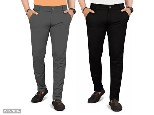 Classic Solid Trousers For Men Pack Of 2