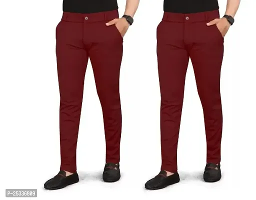 Classic Cotton Spandex Casual Trousers For Men