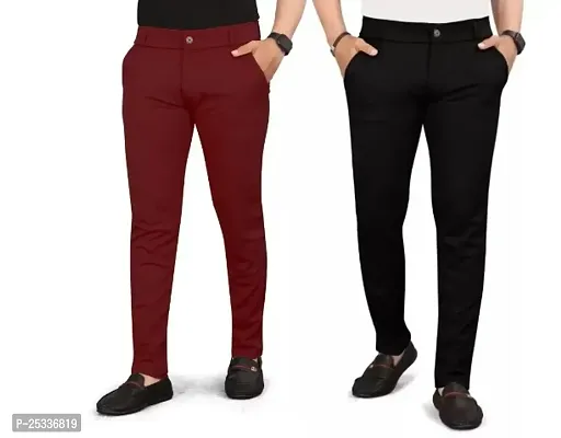 Classic Cotton Spandex Casual Trousers For Men